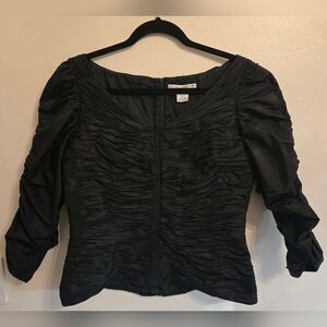 Vintage Chetta B Black Silk Ruched Top Steampunk Goth Evening Sz 8